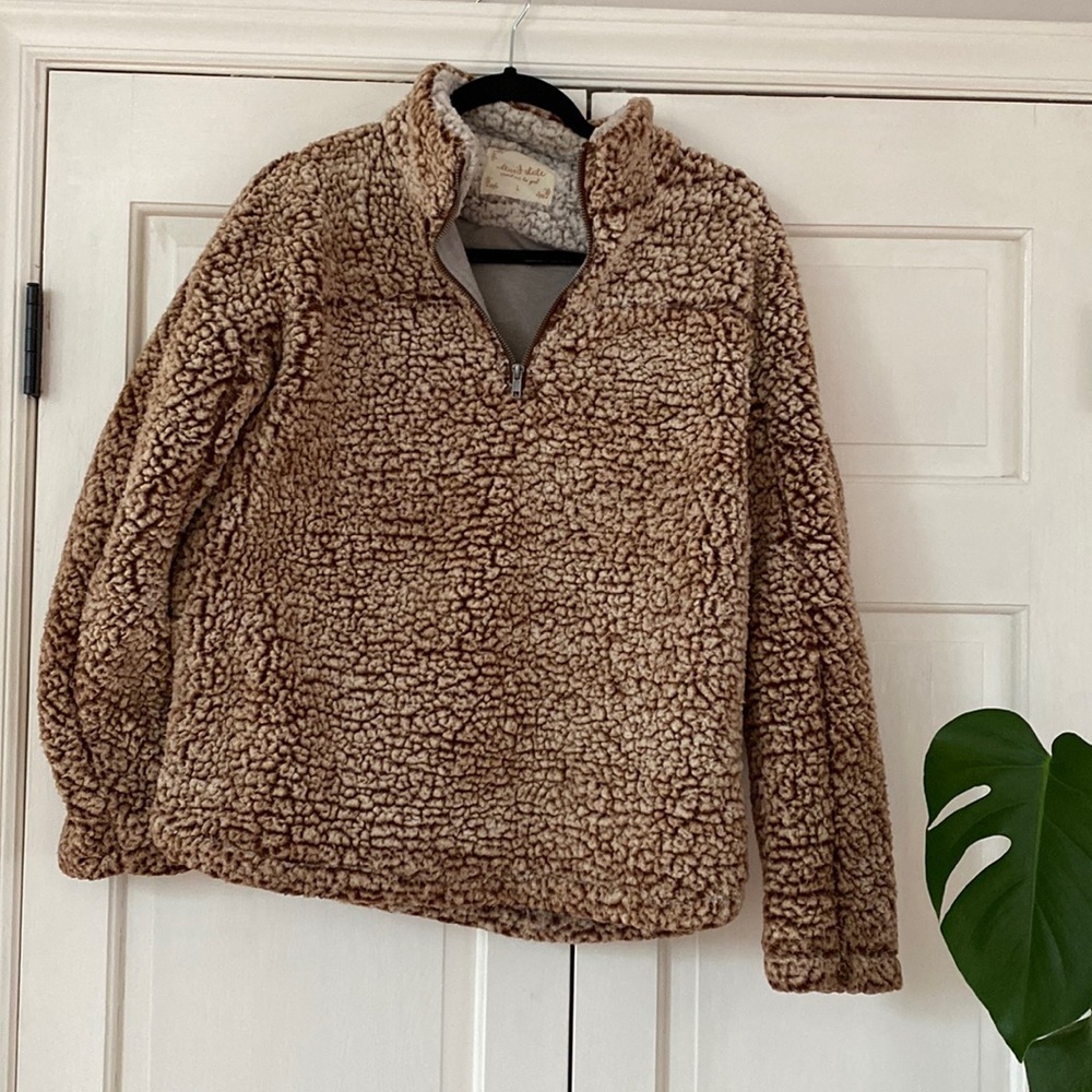 Quarter Zip Fleece Sherpa Brown Wubby Pullover Jacket Alterd State 1/4 Zip Large